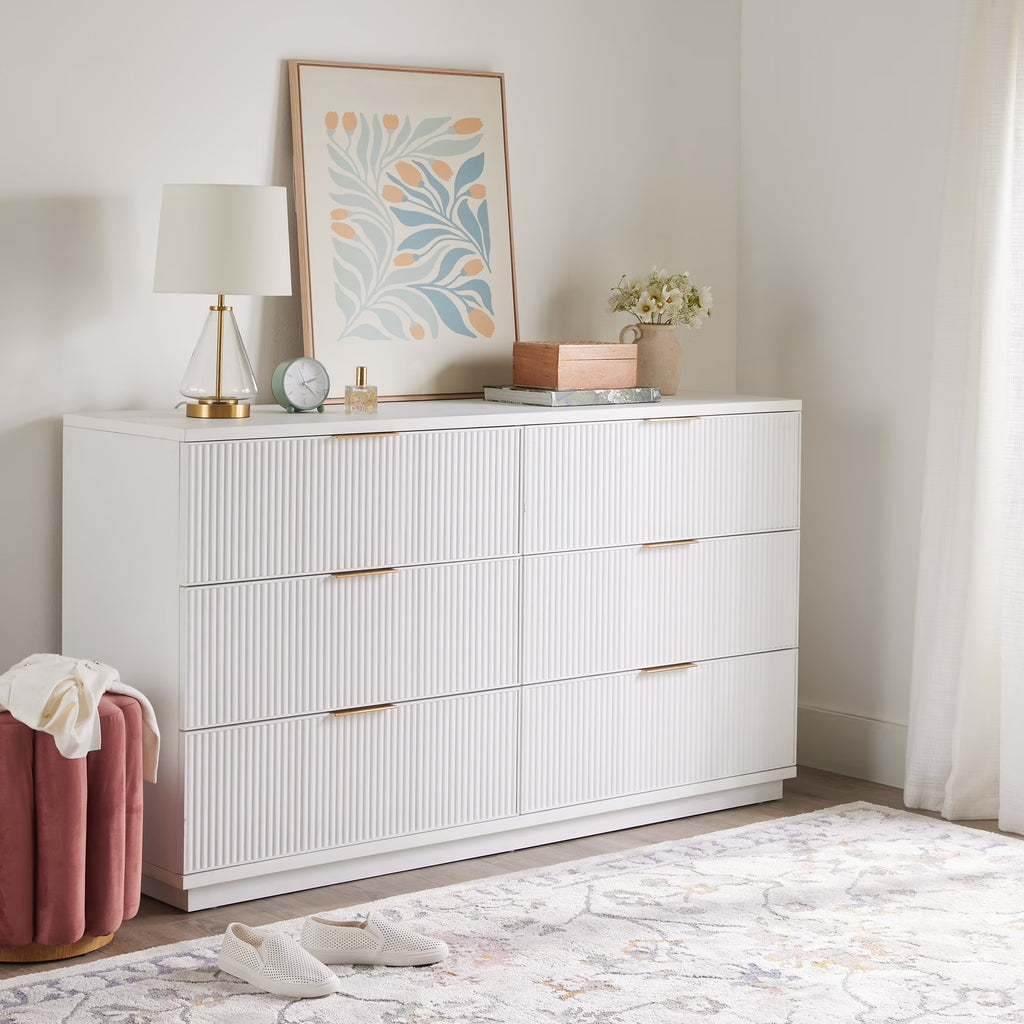 Nouveauté 2026 – Commode Lillian à 6 tiroirs, blanche, de Better Homes and Gardens