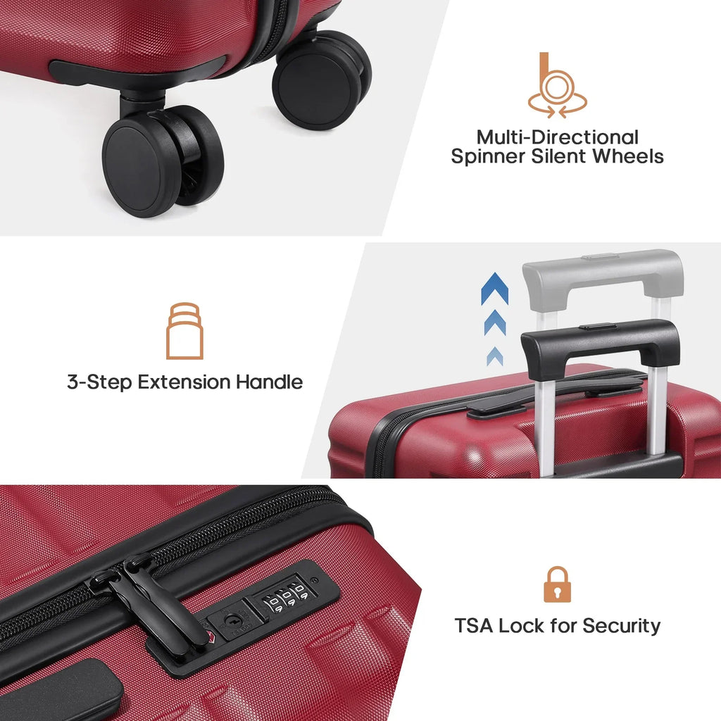 Nouveauté 2026 – Ensemble de bagages MIUSSE , 3 pièces : valise cabine 20 pouces à roulettes, coque rigide 100 % PC avec serrure TSA, conforme aux normes des compagnies aériennes, avec sac à dos de voyage pour hommes et femmes