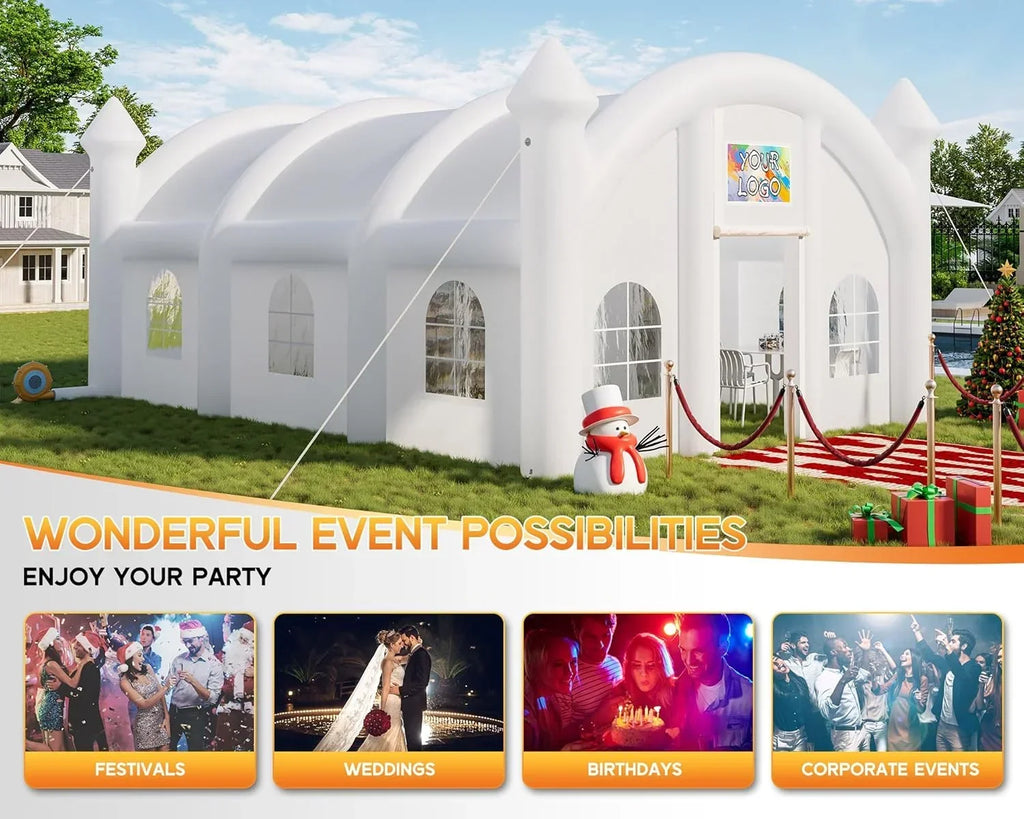 Nouveauté 2026 – Tente gonflable Jocisland , 6 x 4,9 x 4,3 m, grande tente noire pour discothèque avec 2 portes latérales, espace logo, gazebo événementiel