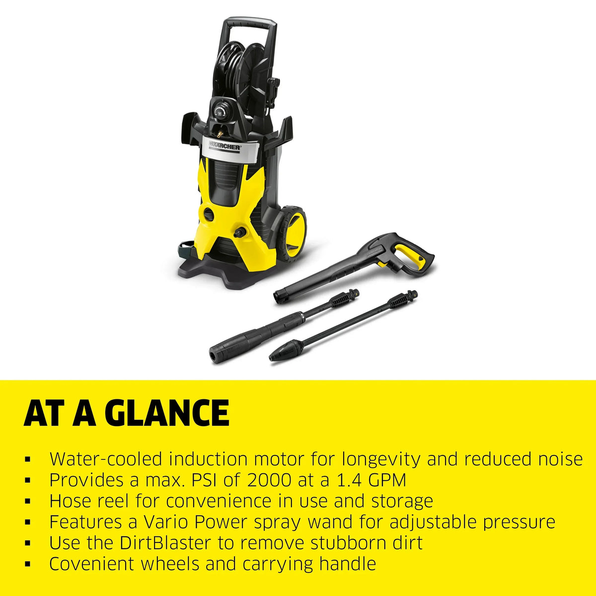 Nouveauté 2026 – Nettoyeur haute pression Karcher K5 Premium , débit de 1,45 GPM, enrouleur de tuyau, tuyau de 9,75 m (32 pi) - 2000 PSI