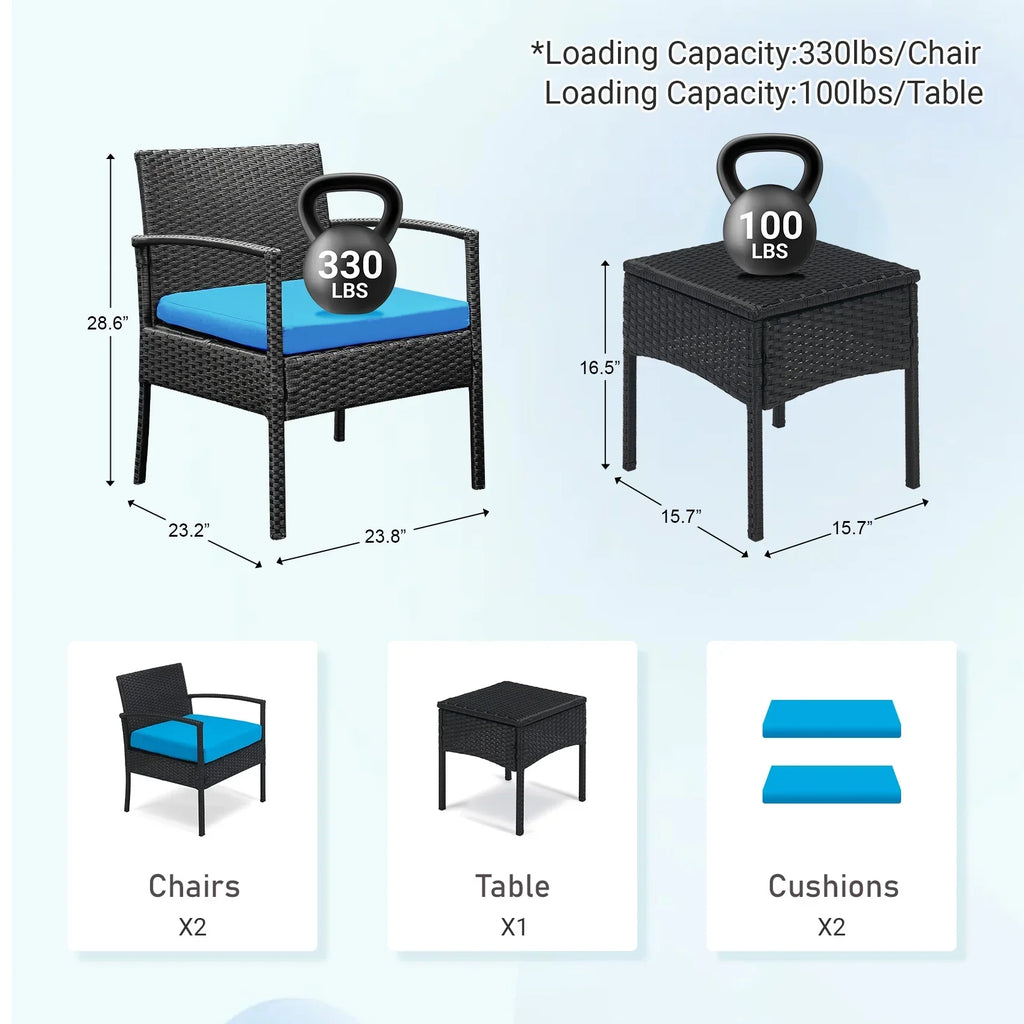 Nouveauté 2026 – Ensemble de mobilier de jardin Tappio , 3 pièces, style bistro, comprenant des chaises de conversation en rotin, une table d'appoint et des coussins. Idéal pour balcon, jardin ou terrasse. Couleur : rouge
