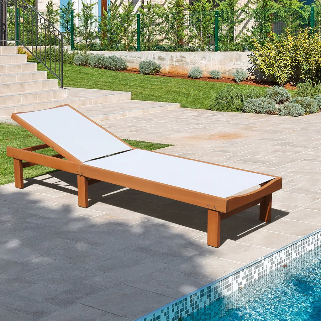Nouveauté 2026 – Chaise longue inclinable en bois Gymax 2PCS pour patio avec dossier réglable