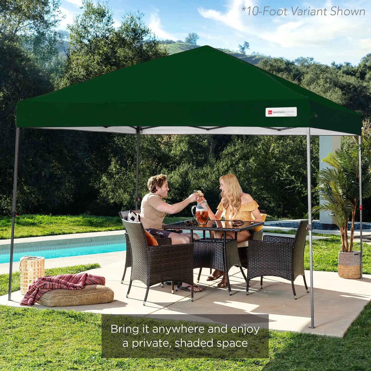 Nouveauté 2026 – Best Choice Products 3,66 m x 3,66 m - Abri pliant facile à monter avec installation en un clic, sac à roulettes et 4 sacs de lestage - Bleu marine