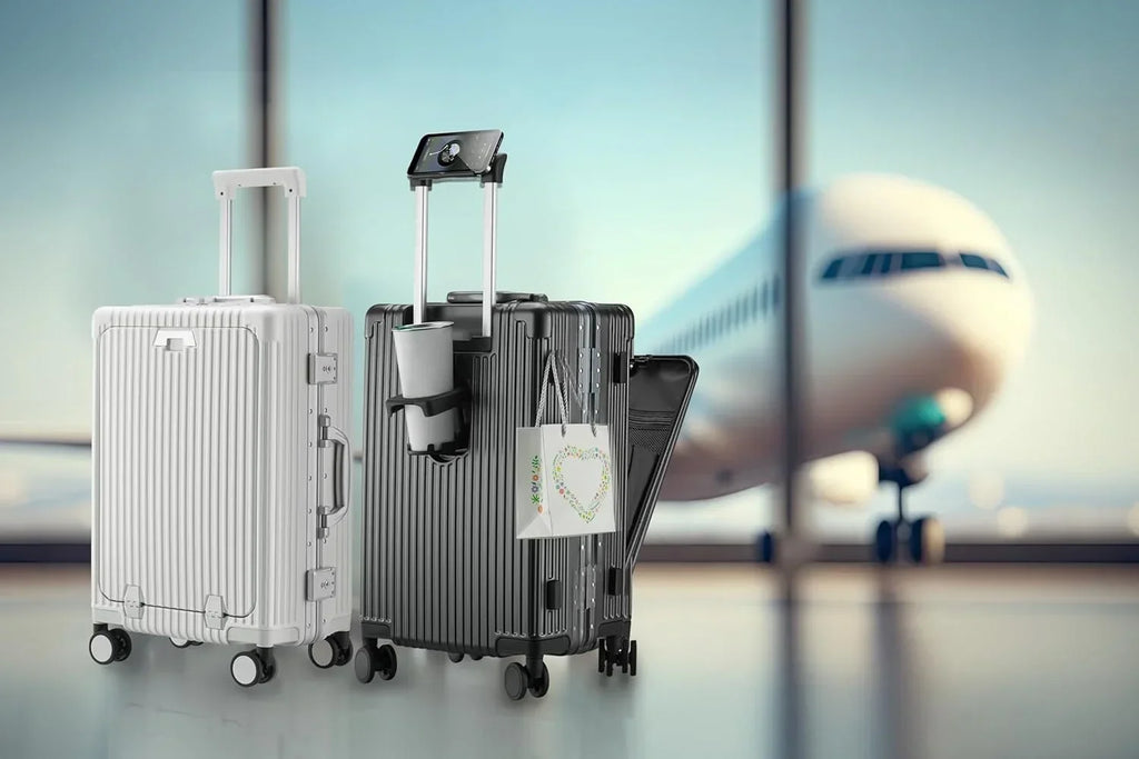 Nouveauté 2026 – Nouvelle valise cabine avec port de chargement USB, compartiment avant, serrure TSA, valise rigide cabine approuvée par les compagnies aériennes avec roulettes multidirectionnelles (grise, 20 pouces