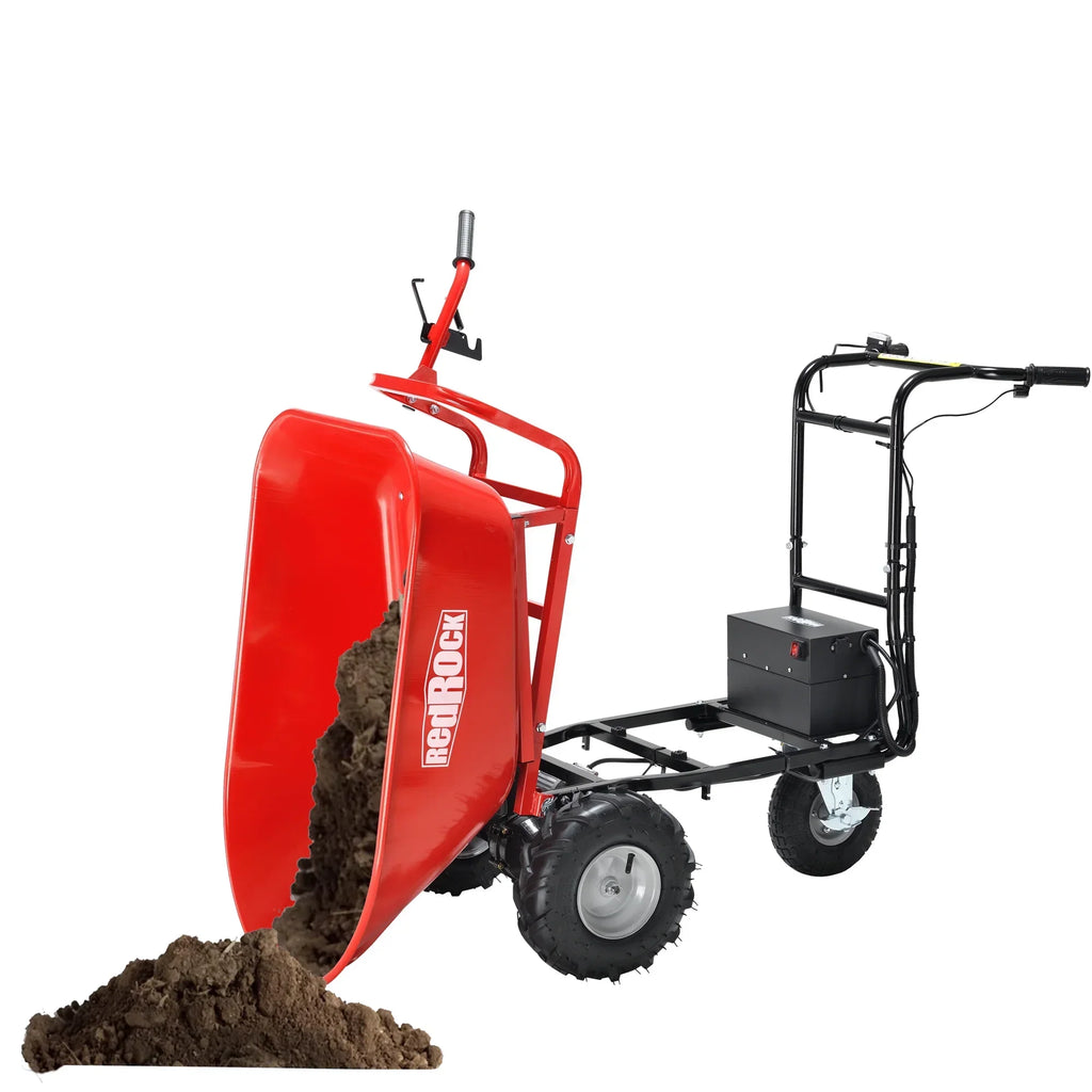 Nouveauté 2026 – Brouette utilitaire électrique RedRock , 48 V, 28 Ah, 500 W, capacité de 230 kg (500 lb), transport de matériaux et de débris, capacité de remorquage de 454 kg (1 000 lb