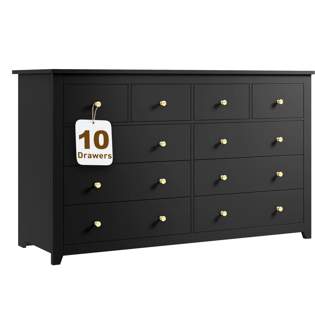Nouveauté 2026 – Commode blanche EnHomee pour chambre à coucher, 10 tiroirs, commode moderne en bois, commode large pour adultes