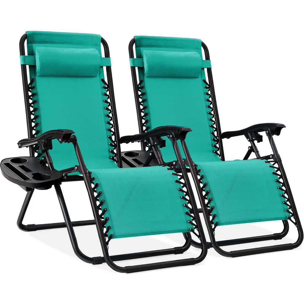 Nouveauté 2026 – Ensemble de 2 fauteuils inclinables zéro gravité Best Choice Products pour terrasse et piscine avec porte-gobelet - Gris