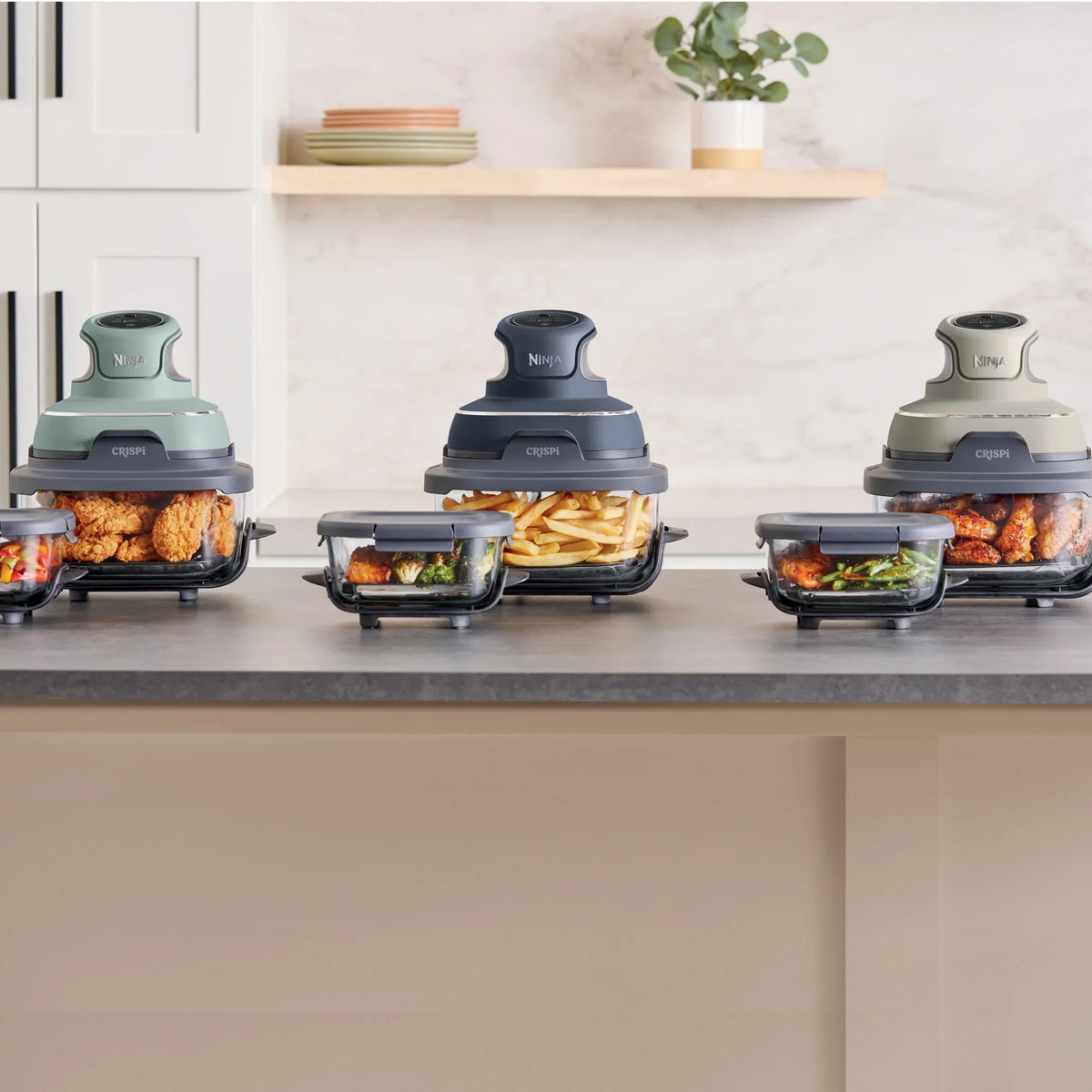 Nouveauté 2026 – Friteuse à air portable Ninja Crispi 4-en-1 en verre , récipients de 4 pintes et 6 tasses, Cyberspace