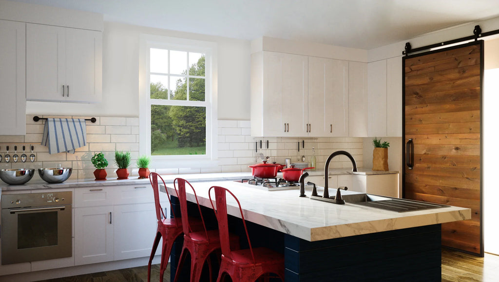 Nouveauté 2026 – Meuble bas de cuisine Design House Brookings , en bois, style Shaker, à 2 portes et 2 tiroirs (48 x 34,5 x 24 po), prêt à assembler, blanc Sherwin Williams