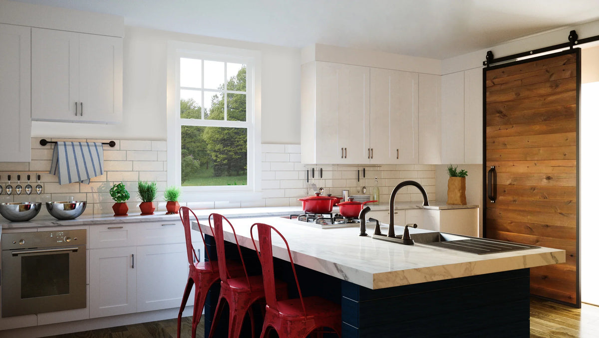 Nouveauté 2026 – Meuble bas de cuisine Design House Brookings , en bois, style Shaker, à 2 portes et 2 tiroirs (48 x 34,5 x 24 po), prêt à assembler, blanc Sherwin Williams