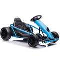 Nouveauté 2026 – Karting Simzone pour enfants, batterie 24 V, 2 moteurs 300 W, à pédales, vitesse maximale de 13 km/h, fonction drift, démarrage progressif, musique, pneus élastiques et résistants, bleu