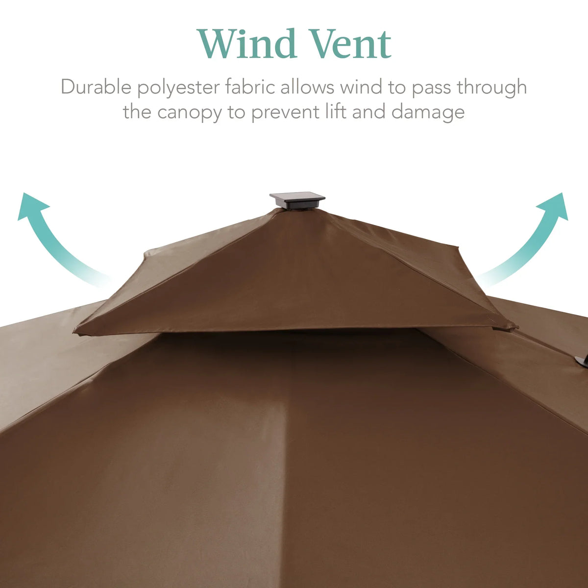 Nouveauté 2026 – Parasol de terrasse carré déporté à deux niveaux, 3 x 3 m, à éclairage solaire LED, avec base incluse (Best Choice Products, ) - Beige