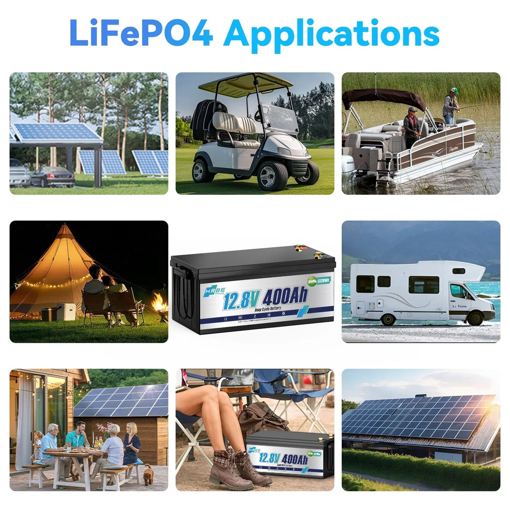 Nouveauté 2026 – Batterie au lithium LiFePO4 12 V 400 Ah , 5120 Wh, puissance maximale de 3200 W, durée de vie de plus de 15 000 cycles de charge/décharge, groupe 8D, pour camping-cars, moteurs de pêche solaires et de traîne, applications marines, av