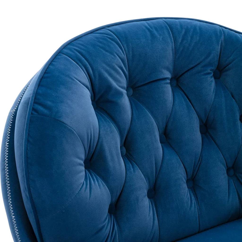 Nouveauté 2026 – Fauteuil pivotant Velvet avec repose-pieds, chaise longue moderne avec structure en métal, fauteuil de lecture confortable pour salon, chambre ou bureau, bleu