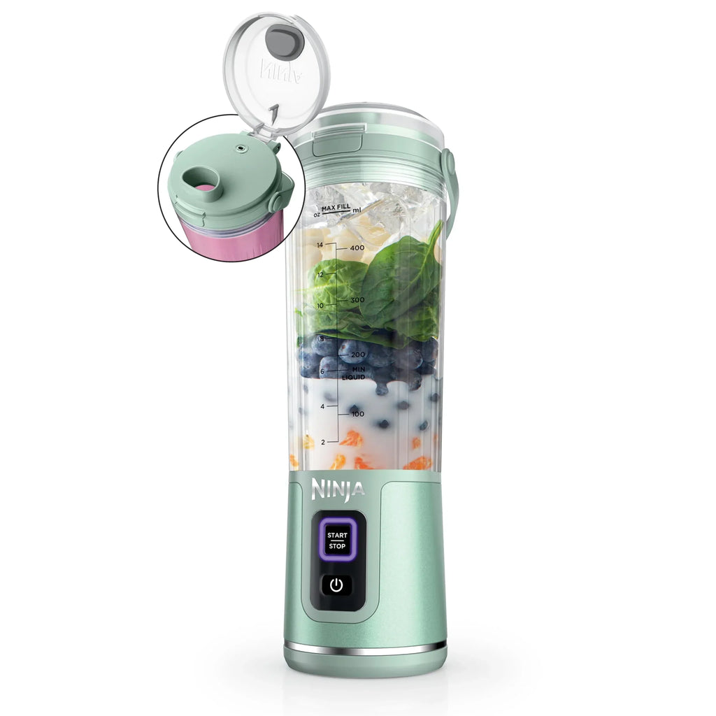 Nouveauté 2026 – Blender portable Ninja Blast , sans fil, bol de 532 ml (18 oz), blender individuel pour milkshakes et smoothies, sans BPA, couvercle étanche et bec verseur, rechargeable par USB-C, pièces compatibles lave-vaisselle, violet métallisé