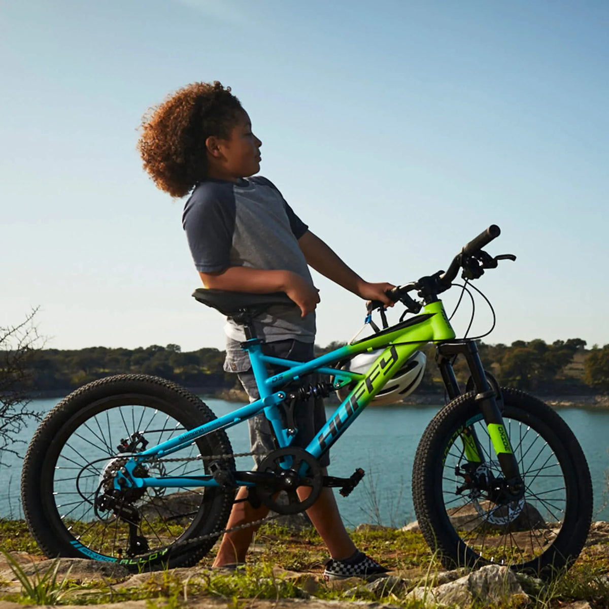 Nouveauté 2026 – VTT garçon Oxide 20 pouces, coloris citron vert/bleu