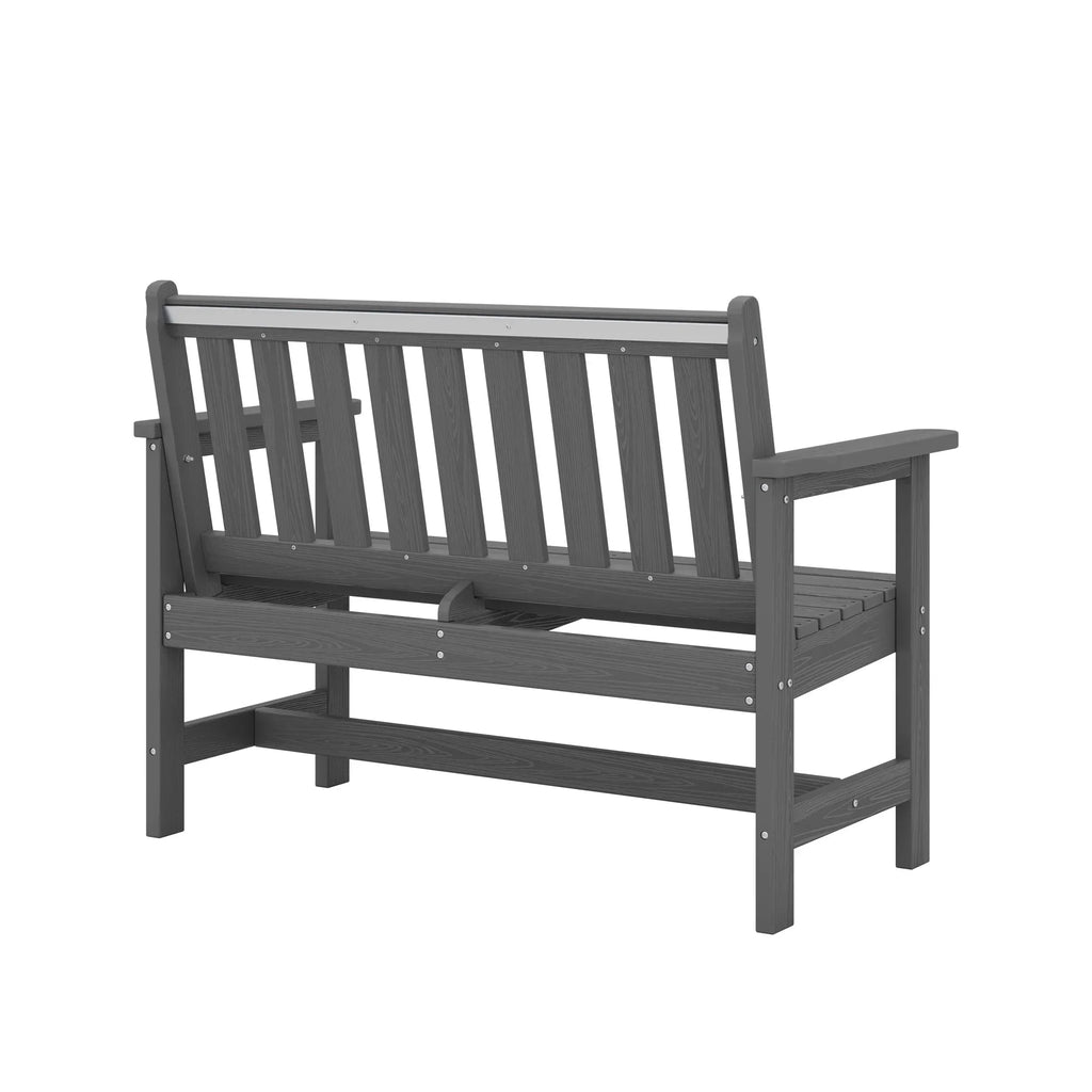 Nouveauté 2026 – Banc d'extérieur SERWALL pour 2 personnes, en PEHD résistant aux intempéries avec renforts en aluminium, supporte jusqu'à 300 kg, confortable pour terrasse, jardin et véranda, noir