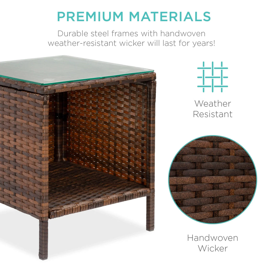 Nouveauté 2026 – Ensemble bistro de jardin 3 pièces en résine tressée Best Choice Products , avec 2 chaises et une table - Gris/Bleu marine
