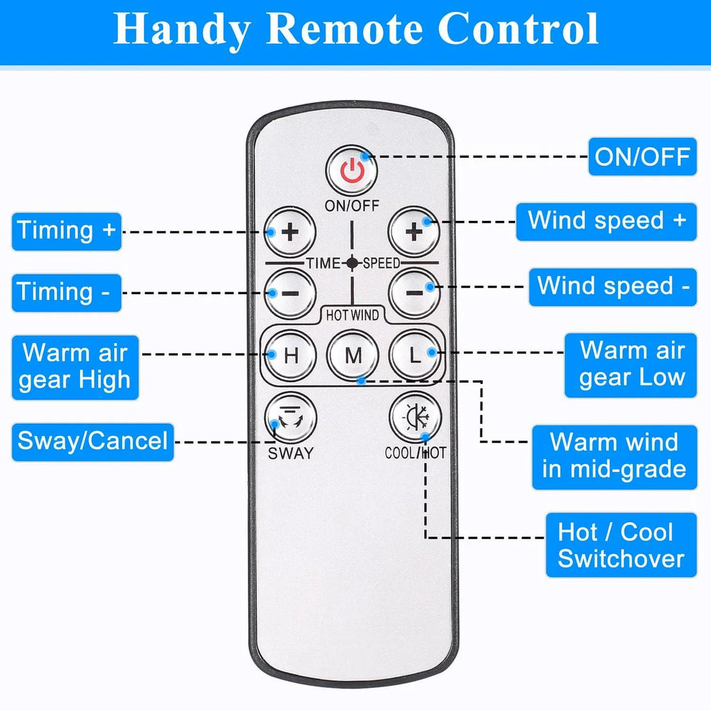 Nouveauté 2026 – Ventilateur tour sans pales Dubbin (66 cm). Chauffage et refroidissement combinés. Télécommande incluse. Noir