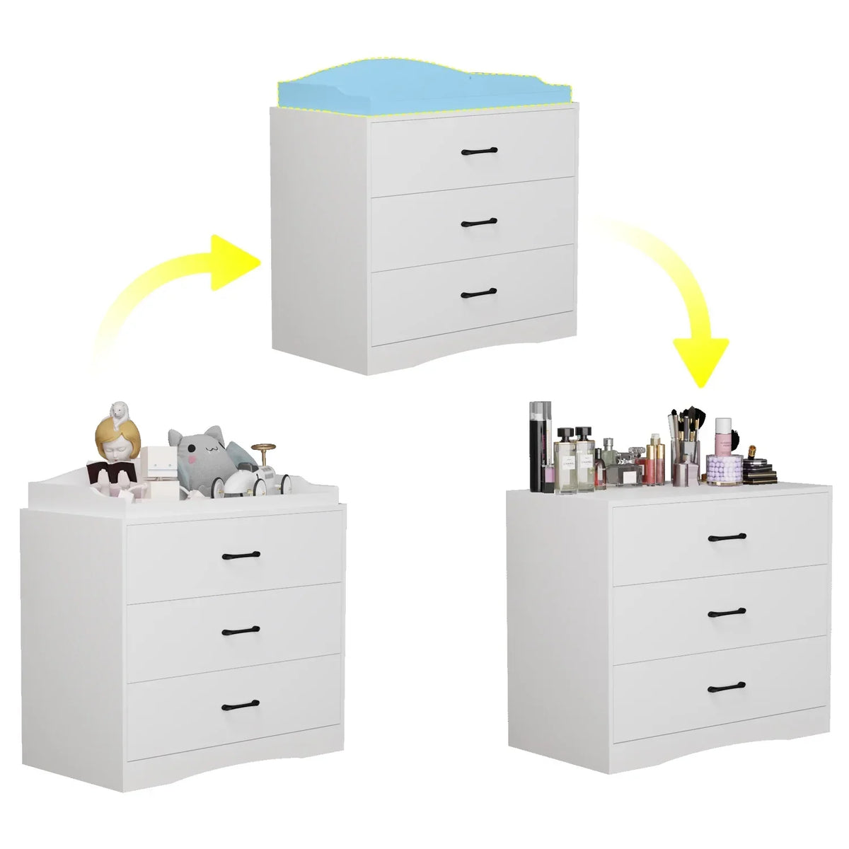 Nouveauté 2026 – Table à langer/commode pour chambre de bébé OXYLIFE , 114 cm (45 po), avec 4 tiroirs et une étagère, blanche