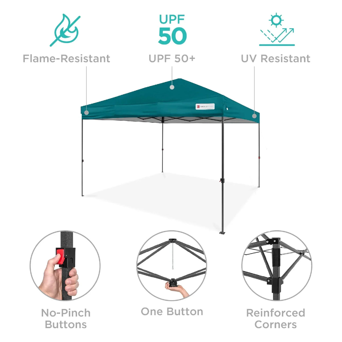 Nouveauté 2026 – Best Choice Products 3,66 m x 3,66 m - Abri pliant facile à monter avec installation en un clic, sac à roulettes et 4 sacs de lestage - Bleu marine
