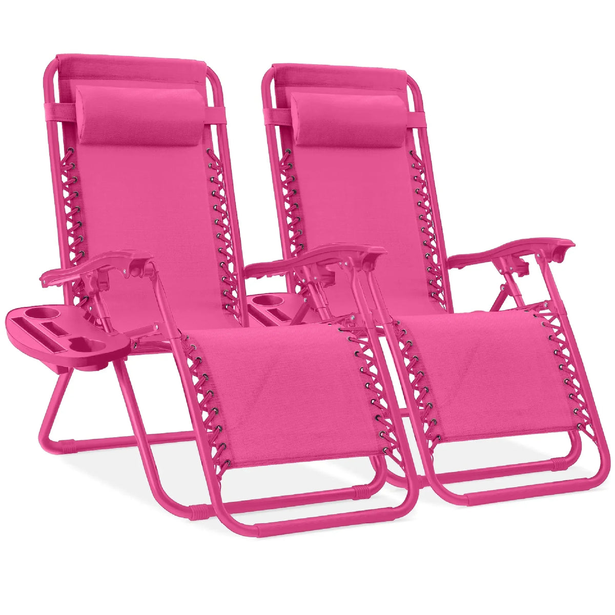 Nouveauté 2026 – Ensemble de 2 fauteuils inclinables zéro gravité Best Choice Products pour terrasse et piscine avec porte-gobelet - Gris