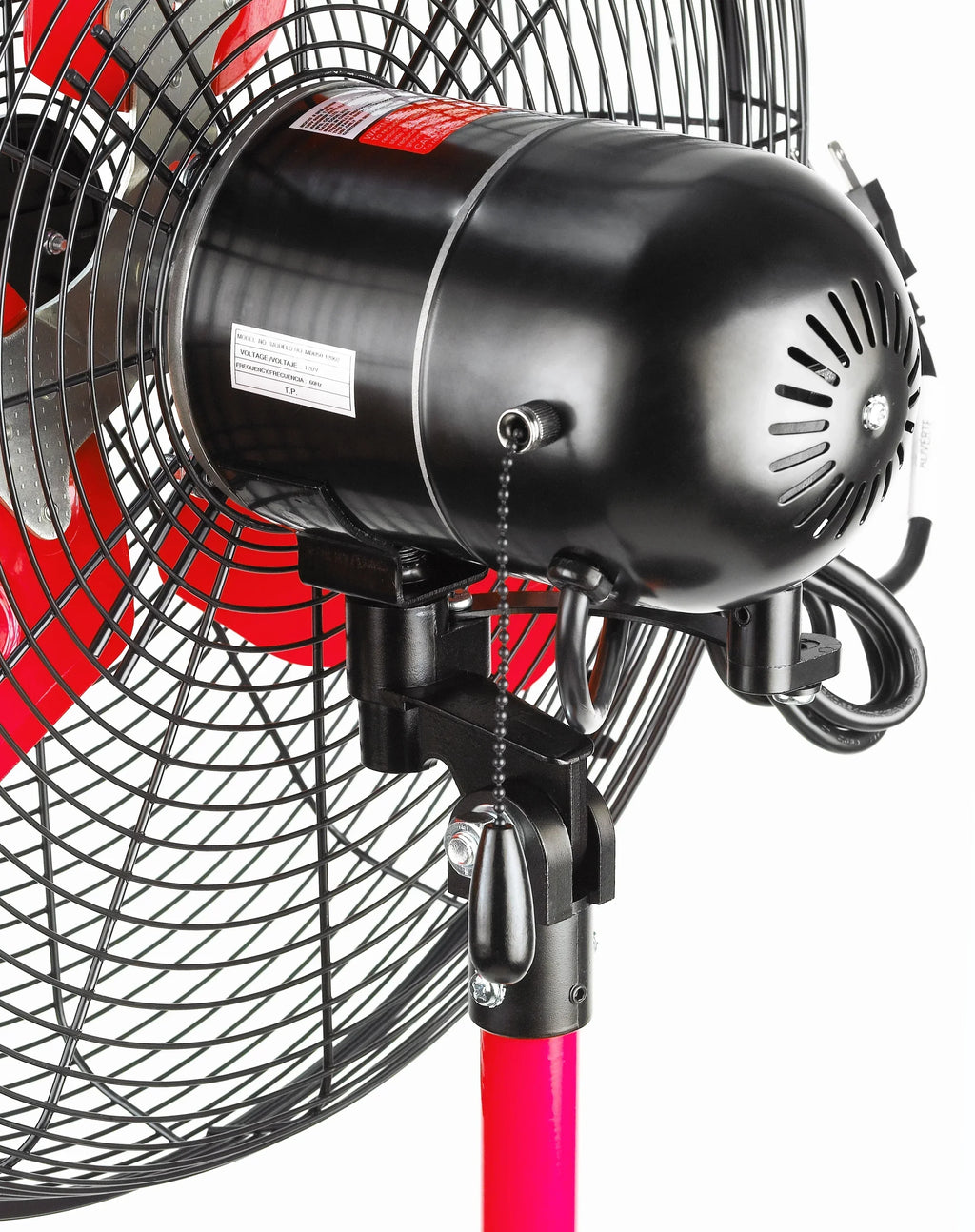 Nouveauté 2026 – Ventilateur sur pied oscillant rouge et noir Hyper Tough 20" à 3 vitesses pour usage commercial et industriel