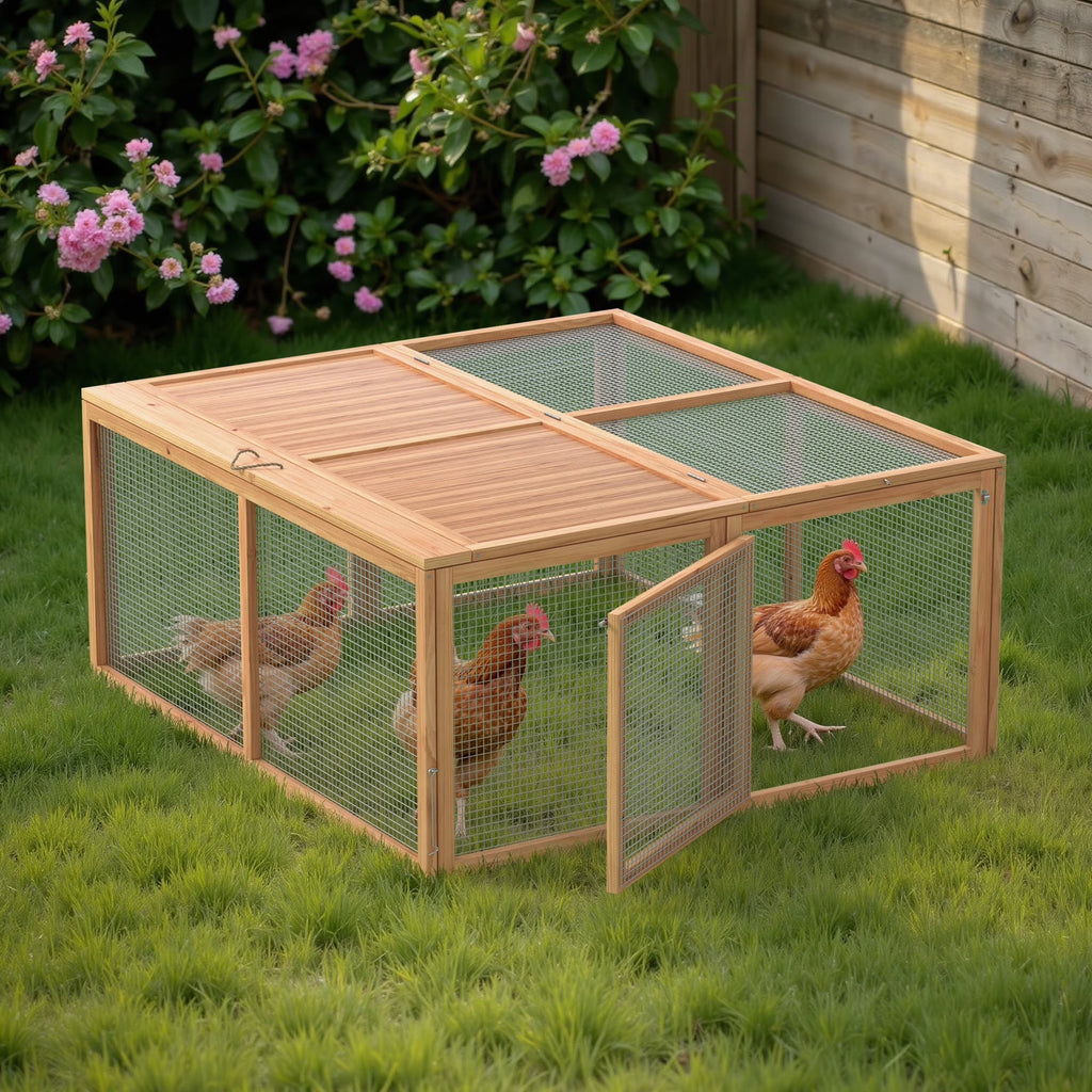 Nouveauté 2026 – Poulailler portable , clapier, cage d'extérieur en bois pour petits animaux (lapins, canards, poussins, cailles), aucun assemblage requis