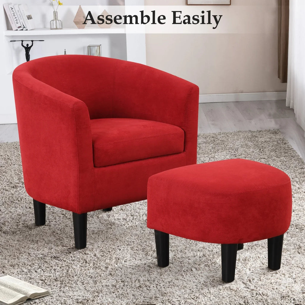 Nouveauté 2026 – Fauteuil d'appoint en velours beige Bonzy Home avec repose-pieds pour salon