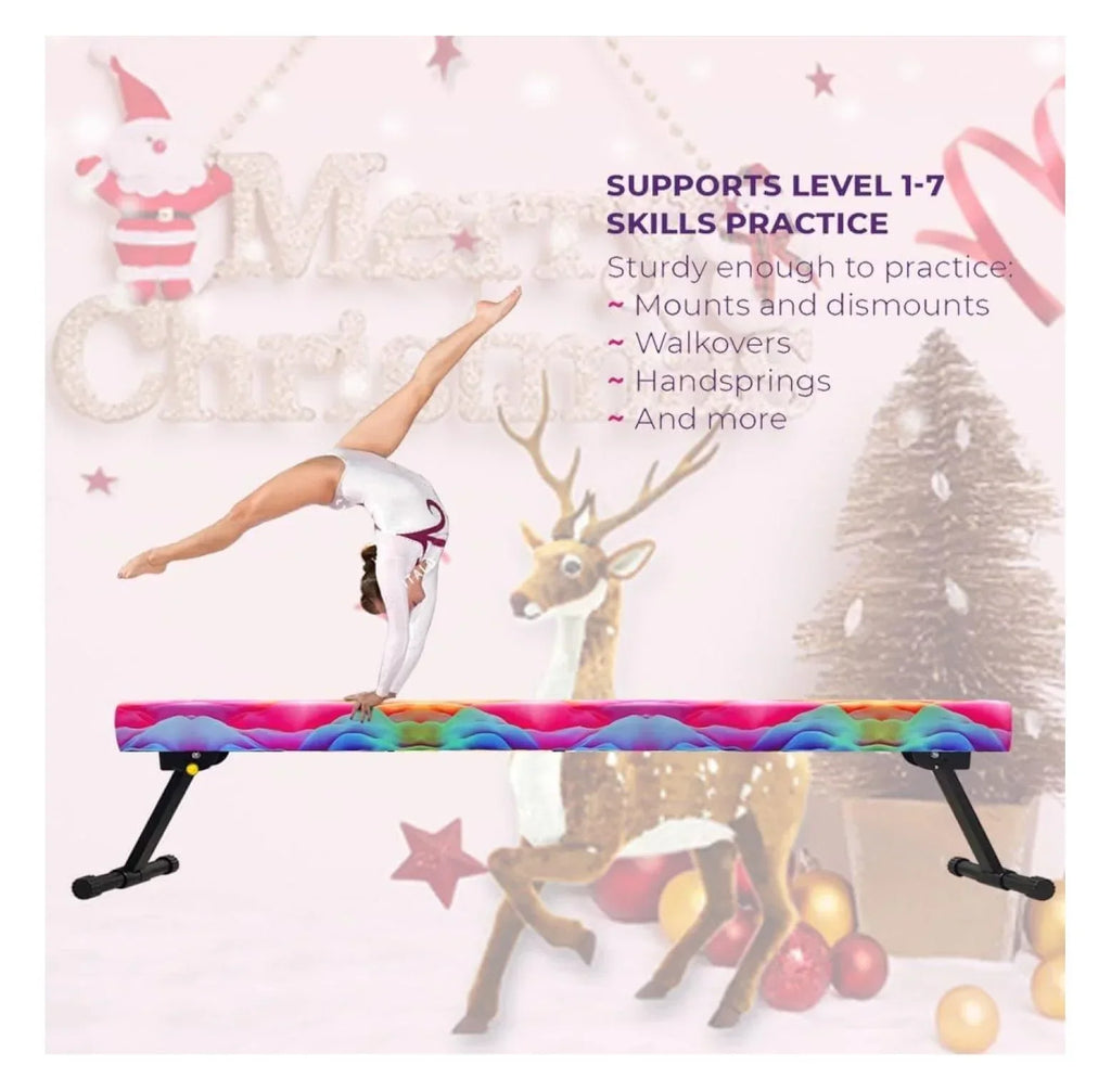 Nouveauté 2026 – Poutre d'équilibre de gymnastique réglable et pliable de 2,4 m (8 pi), équipement de gym à domicile, montage et rangement faciles, aucun outil requis, pour l'entraînement des enfants et des filles