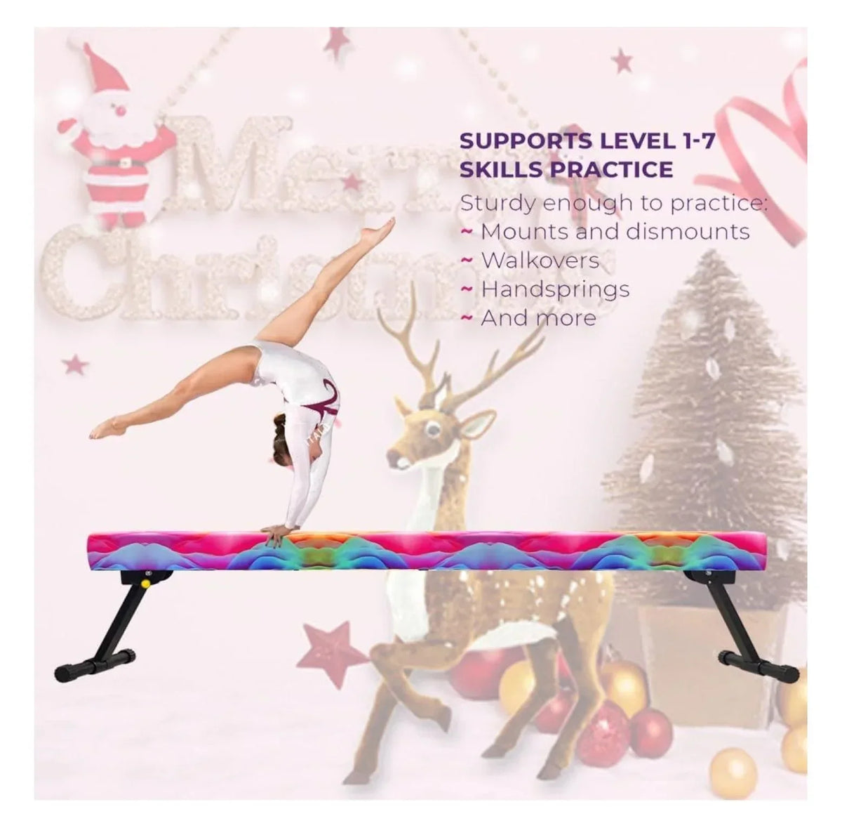 Nouveauté 2026 – Poutre d'équilibre de gymnastique réglable et pliable de 2,4 m (8 pi), équipement de gym à domicile, montage et rangement faciles, aucun outil requis, pour l'entraînement des enfants et des filles