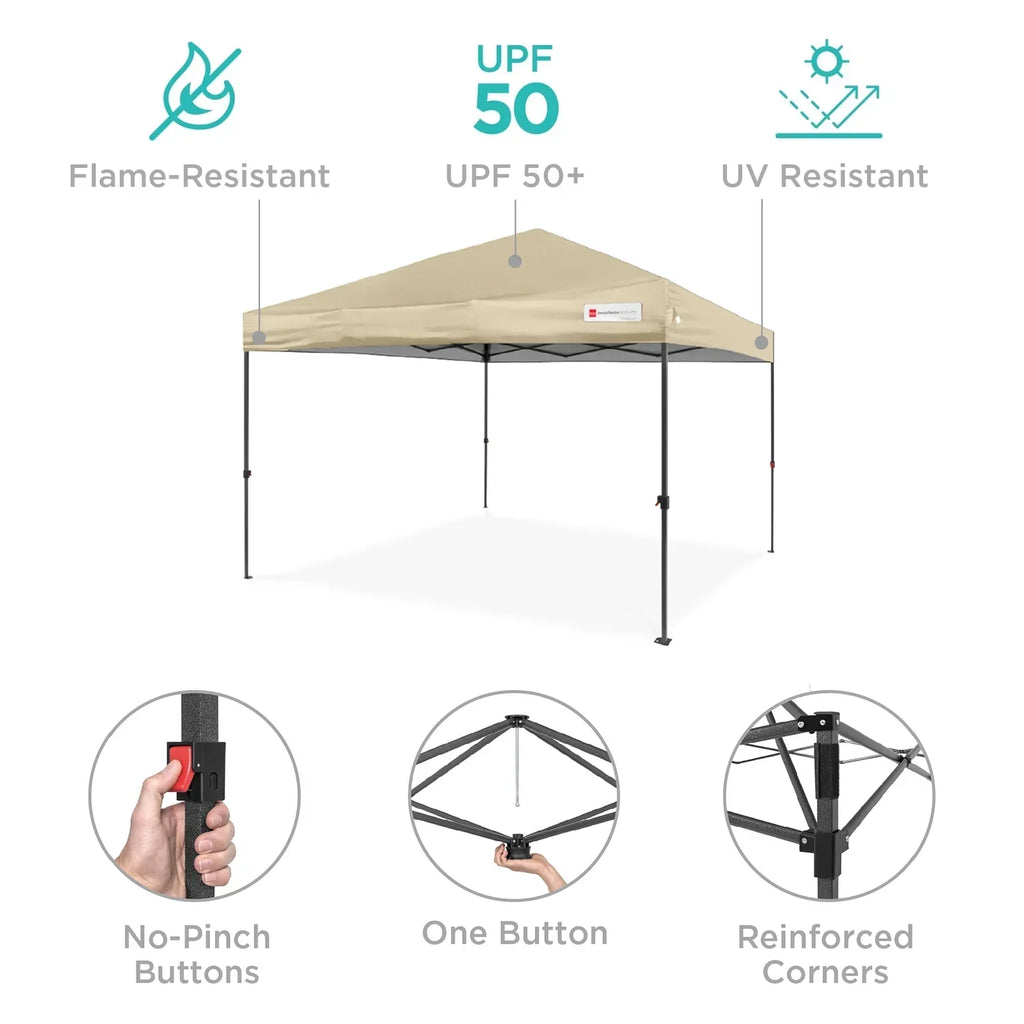Nouveauté 2026 – Best Choice Products 3,66 m x 3,66 m - Abri pliant facile à monter avec installation en un clic, sac à roulettes et 4 sacs de lestage - Bleu marine
