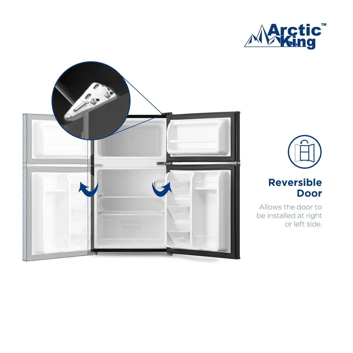 Nouveauté 2026 – Mini-réfrigérateur à deux portes Arctic King 3,2 pi³ avec congélateur, acier inoxydable, E-Star