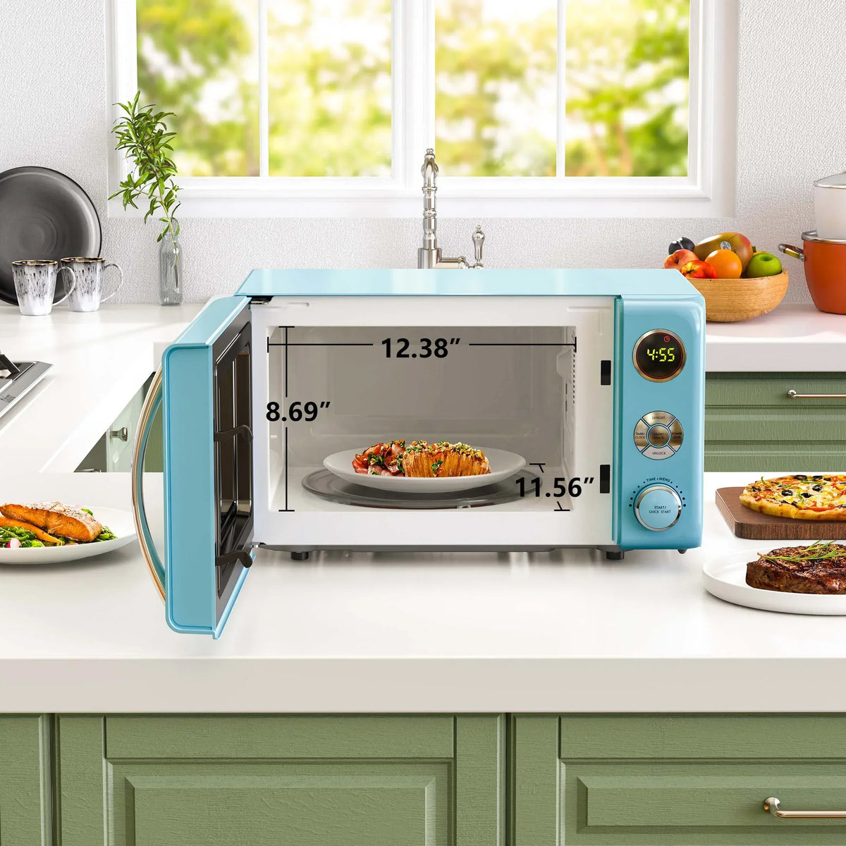 Nouveauté 2026 – Four à micro-ondes de comptoir rétro Galanz 0,7 pi³ , 700 watts, bleu, neuf