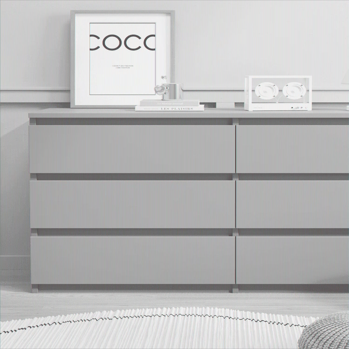 Nouveauté 2026 – Commode Resenkos moderne style milieu du siècle, 6 tiroirs, large, pour chambre à coucher, grise
