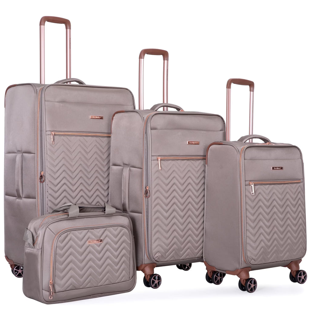 Nouveauté 2026 – Ensemble de 4 bagages Travelhouse : valise souple extensible et légère avec doubles roulettes multidirectionnelles (noir