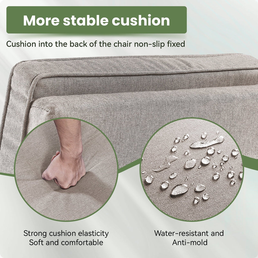 Nouveauté 2026 – Fauteuil inclinable d'extérieur OPOHORO , chaise longue de patio inclinable réglable avec coussin, en osier, avec dossier et repose-pieds réglables, idéal pour le bord de la piscine, beige