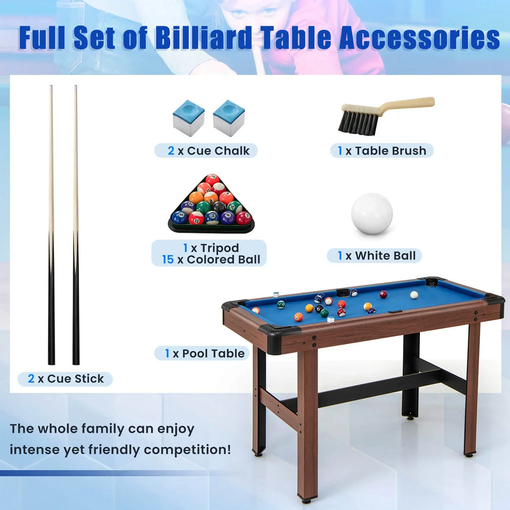 Nouveauté 2026 – Table de billard Costway 48" (122 cm) pour enfants et adultes avec jeu complet de boules, 2 queues de billard et 2 craies vertes
