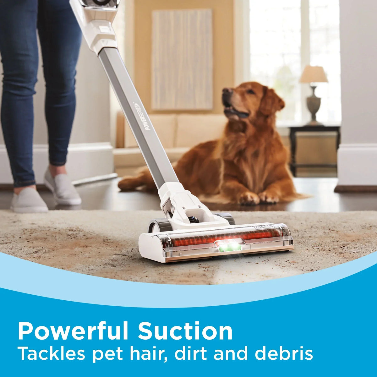 Nouveauté 2026 – Aspirateur balai sans fil BLACK+DECKER POWERSERIES+ 20V MAX , avec brosse anti-emmêlement, convertible en aspirateur à main, autonomie de 44 minutes, BHFEA520J