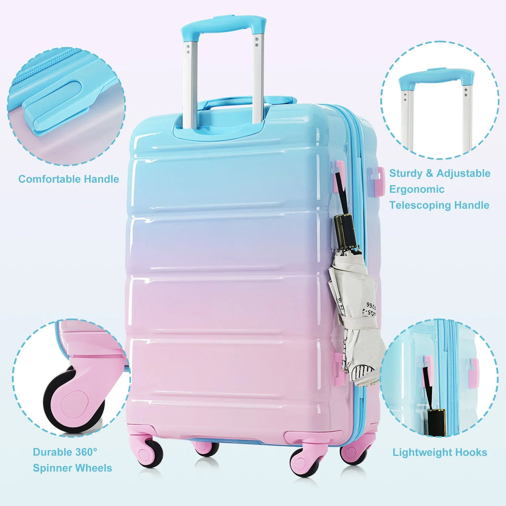 Nouveauté 2026 – Ensemble de 3 valises PAPROOS (51/61/71 cm), valise rigide légère avec port USB et crochets latéraux, bagage de voyage avec serrure TSA, valise à roulettes rigide pour l'école et les voyages, rose