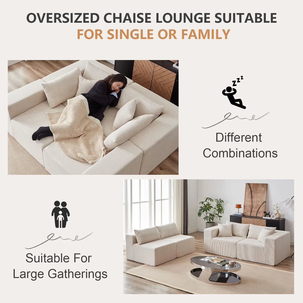Nouveauté 2026 – Canapé d'angle modulaire en velours côtelé de 264 cm (104 pouces), ensemble de canapés de sol de luxe, mobilier d'intérieur rembourré, canapé compressé en mousse pour salon et chambre, combinaison libre de 4 pièces
