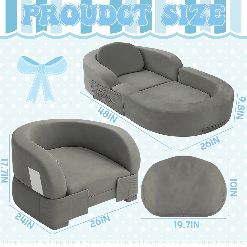 Nouveauté 2026 – Lit de voyage pour tout-petits Coumy 2-en-1 avec housse amovible, matelas pliable et portable en mousse souple, sac de transport inclus, bleu