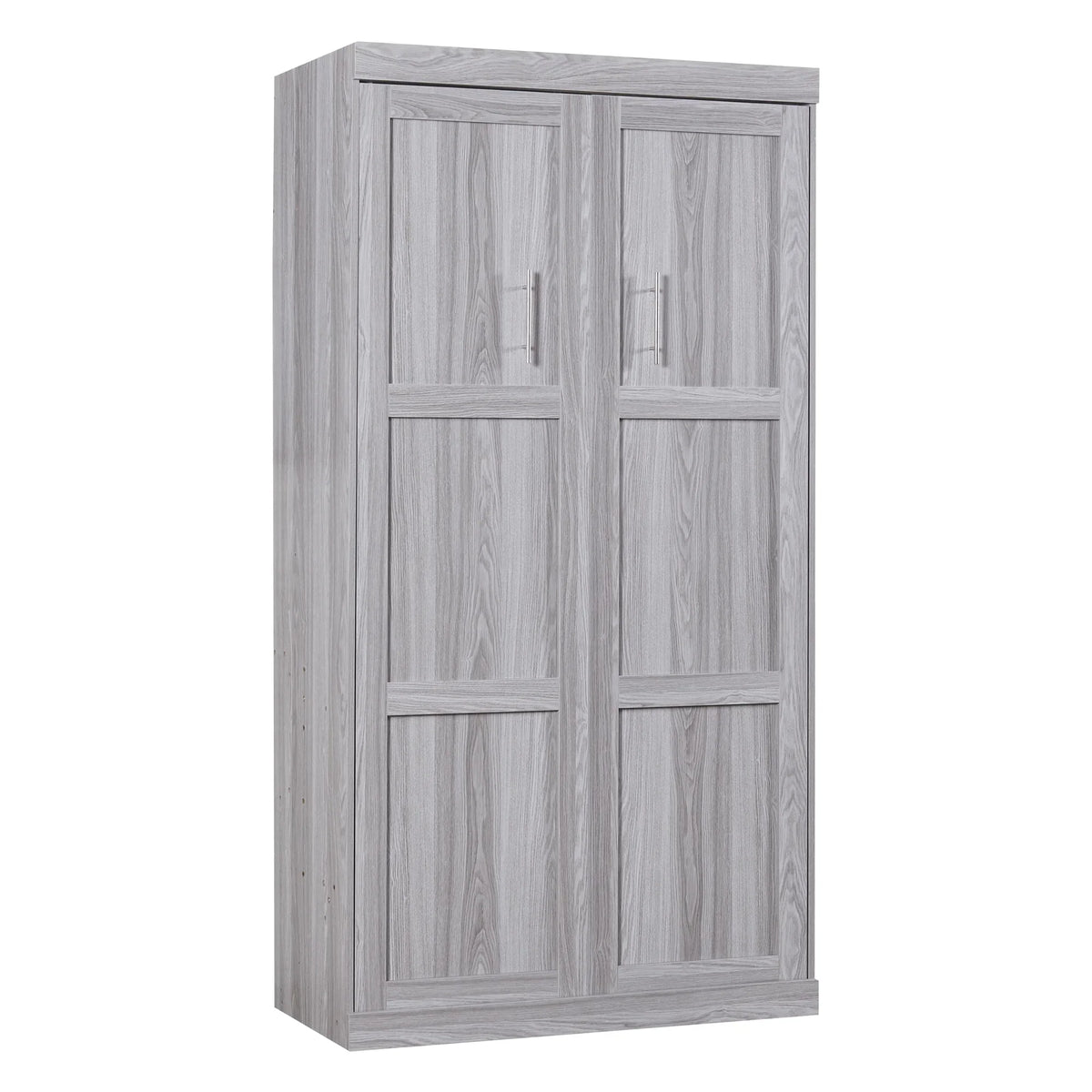 Nouveauté 2026 – Lit escamotable Euroco en pin gris, format simple, transformable en armoire