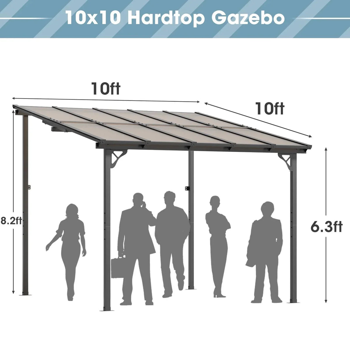 Nouveauté 2026 – Gazebo Aoxun de 2,4 m x 1,5 m pour patio, pergola avec toit incliné, grand auvent mural robuste pour barbecue, idéal pour jardin, terrasse ou patio