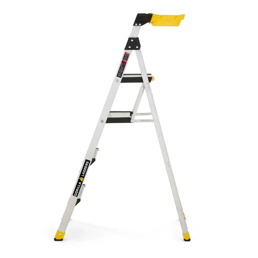 Nouveauté 2026 – Échelle robuste à double plateforme amovible Gorilla Ladders avec nacelle intégrée, 1,7 m, aluminium, multicolore