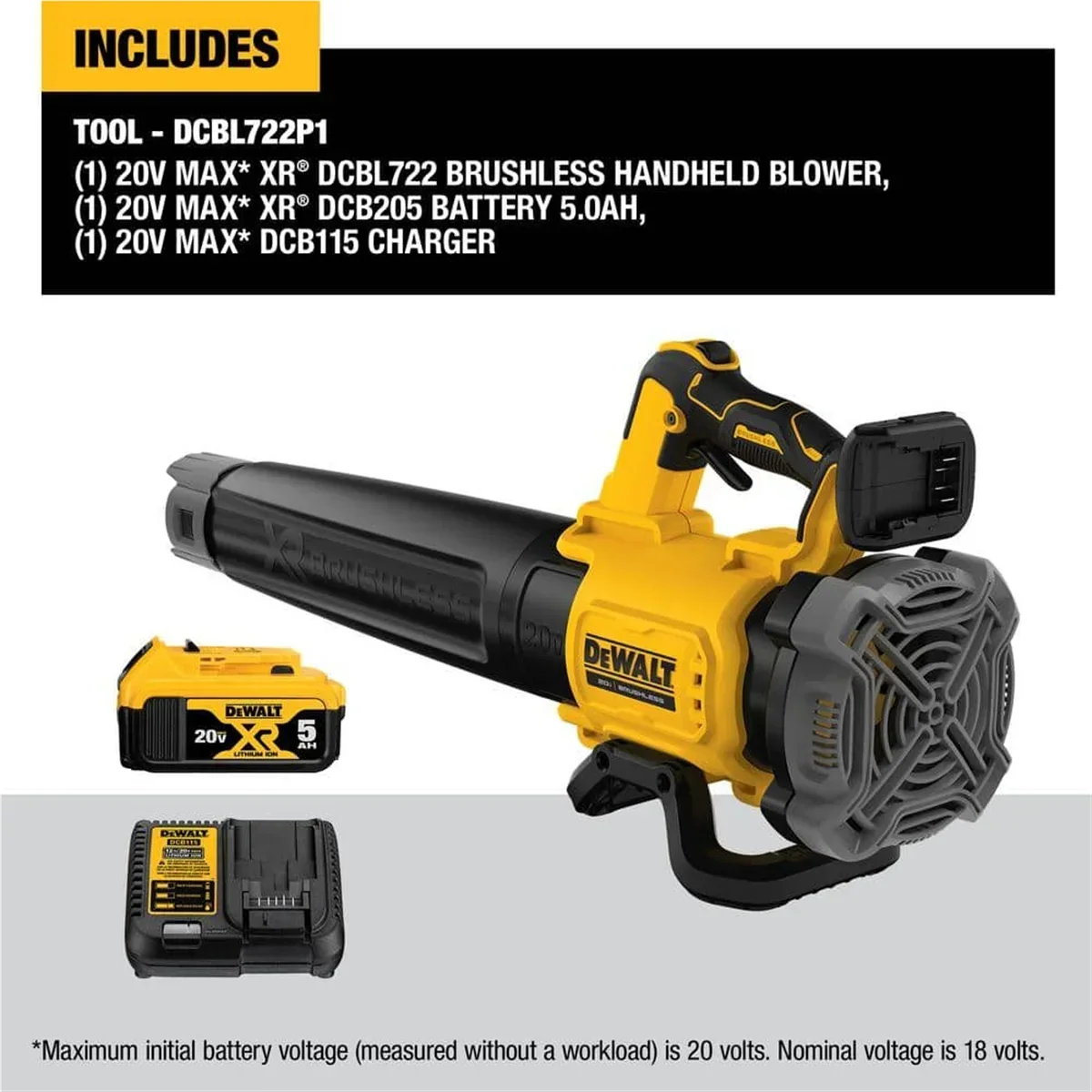 Nouveauté 2026 – Kit de souffleur portatif sans fil DeWalt 20V MAX XR (5,0 Ah