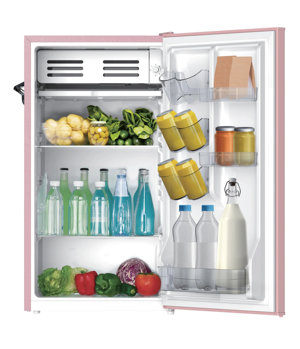 Nouveauté 2026 – Réfrigérateur de bar rétro Frigidaire EFR376-C-PINK 3,2 pi³ (rose), 65 watts, avec ouvre-bouteille latéral