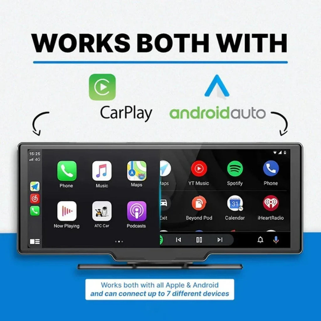 Nouveauté 2026 – Tablette Car Pro Max (modèle 2025), écran tactile HD 10,26" compatible CarPlay et Android Auto, double caméra embarquée 4K avec commande vocale, Mirror Link, Bluetooth, navigation GPS, caméra de recul 1080p, batterie 64/128 Go