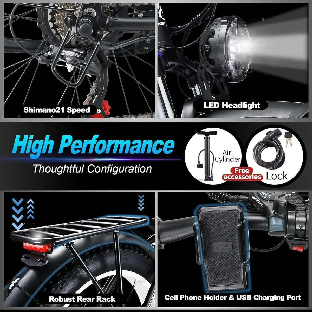 Nouveauté 2026 – Vélo électrique KETELES pour adultes, Peak 4000W à double moteur, VTT électrique à gros pneus 26", batterie amovible 48V 23AH UL 2849