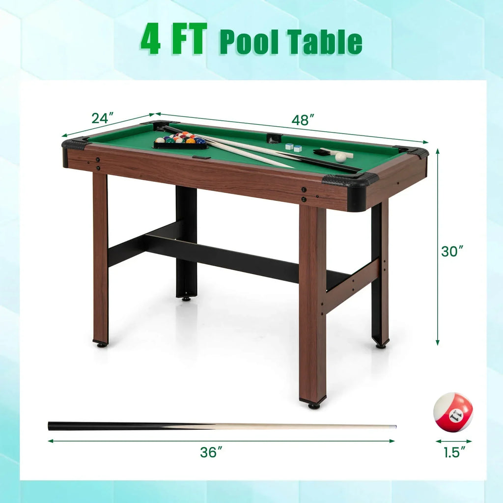 Nouveauté 2026 – Table de billard Costway 48" (122 cm) pour enfants et adultes avec jeu complet de boules, 2 queues de billard et 2 craies vertes